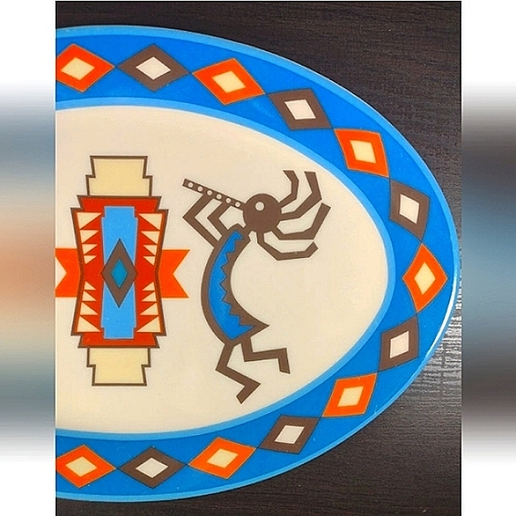Kokopelli Southwest Design Decorative Only Oval Plate 11 Inch Colorful Set Of 2 - Picture 8 of 16
